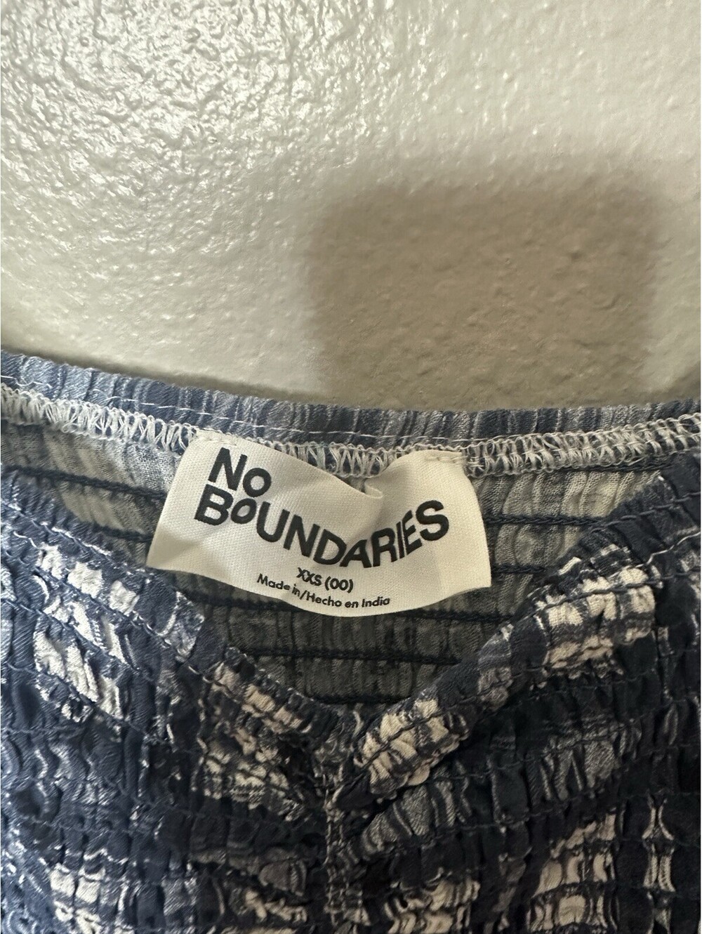 No Boundaries Womens XXS 00 Blue Plaid Smocked Ruffle Romper Shorts NWT - Picture 5 of 7